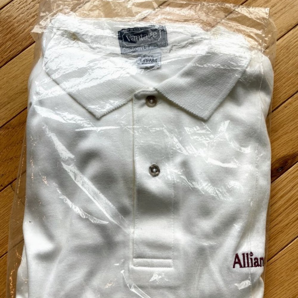 Vantage Embroidered Logo Golf Polo Shirt White Size XXL 100% Cotton Alliance New
